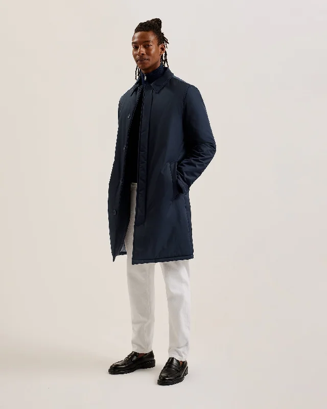 Marx Nylon Sateen Wadded Car Coat Navy Jersey Tulle Batik