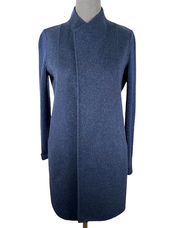 Kinross Cashmere Navy Wool Coat Size XS Houndstooth Jacket Shearling Jacket Fleece Jacket Kinross Cashmere Navy Wool Coat Size XS Houndstooth Jacket Shearling Jacket Fleece Jacket