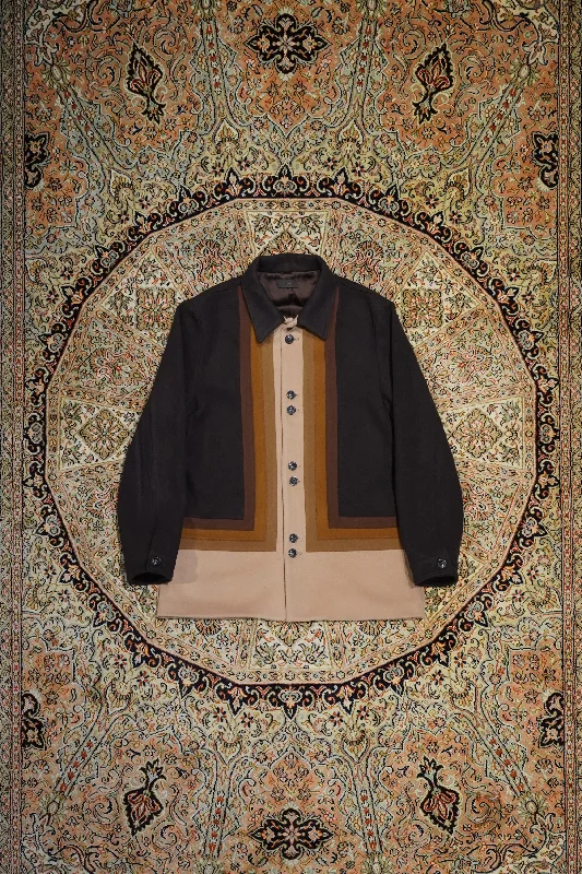 STEAF GRADATION COAT (BROWN GRADATION) Zip Front Button Front Snap Front