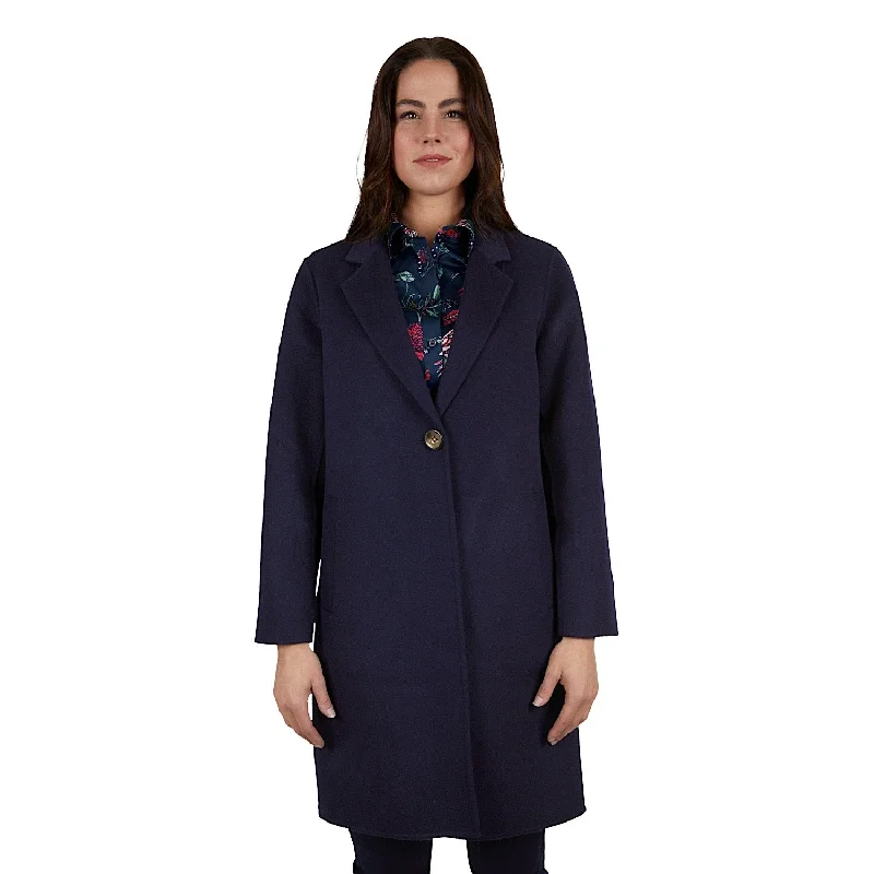 Thomas Cook Womens Leicester Wool Coat Navy Kimono Robe Cloak
