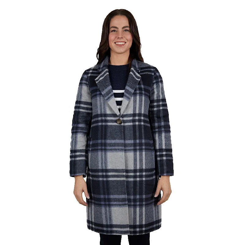 Thomas Cook Womens Leicester Wool Coat Navy Check Blouse Shirt Tunic