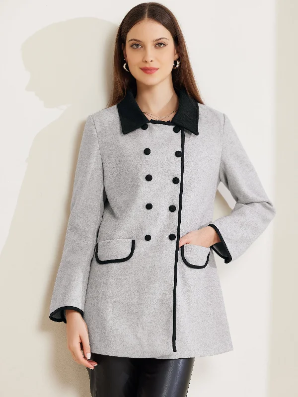 Double Breasted Collar Pockets Long Sleeve Casual Winter Pea Coat Crew Neck V-Neck Boat Neck Double Breasted Collar Pockets Long Sleeve Casual Winter Pea Coat Crew Neck V-Neck Boat Neck