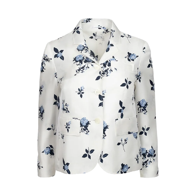 Silk Floral Sport Coat Cardigan Sweater Pullover