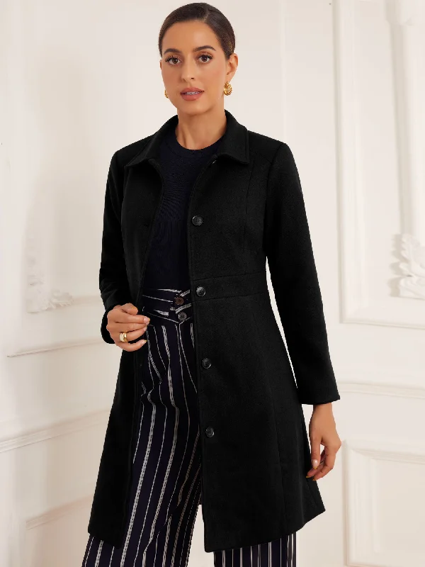Lapel Button Down Single Breasted Long Sleeve Winter Pea Coat Asymmetrical Collar Hooded Zippered