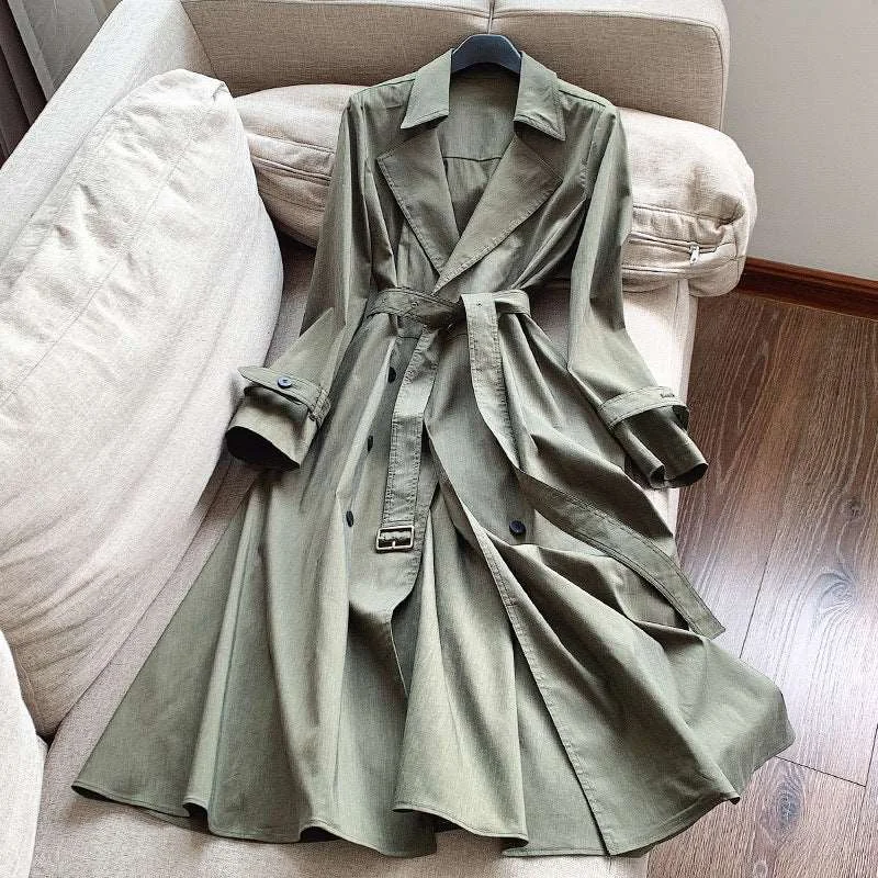 Women's Thin Stretch Linen A-Line Long Trench Coat Zip Front Button Front Snap Front Women's Thin Stretch Linen A-Line Long Trench Coat Zip Front Button Front Snap Front