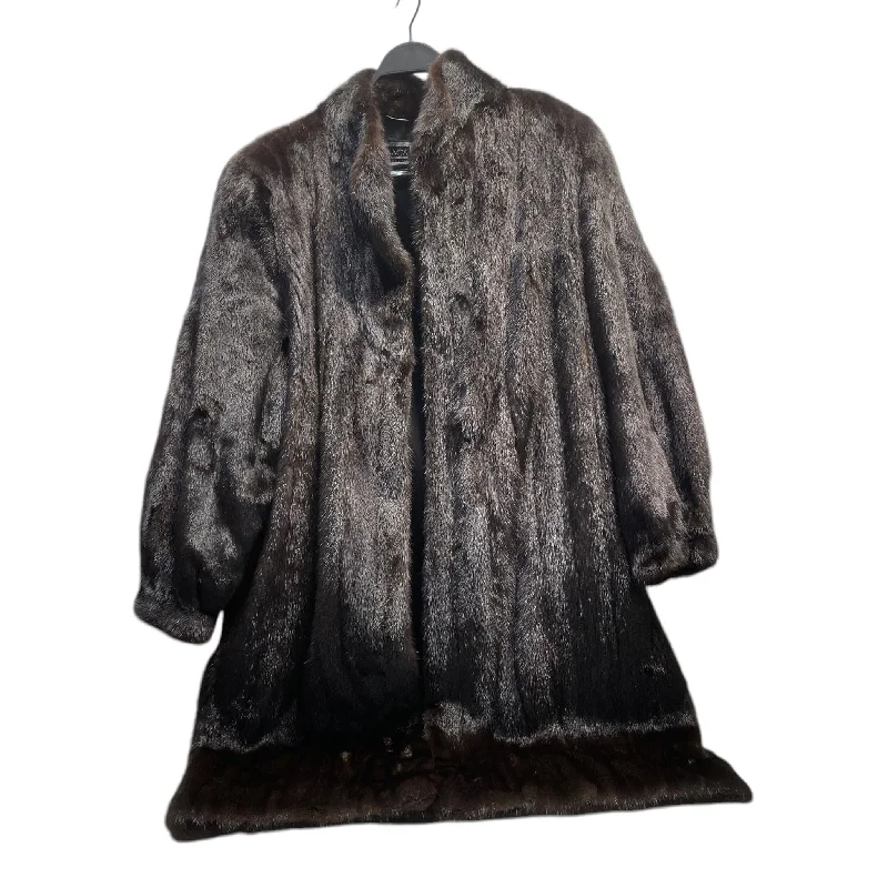 SAGA MINK/Coat/Fur/BRW/ Hooded Caped Scarf