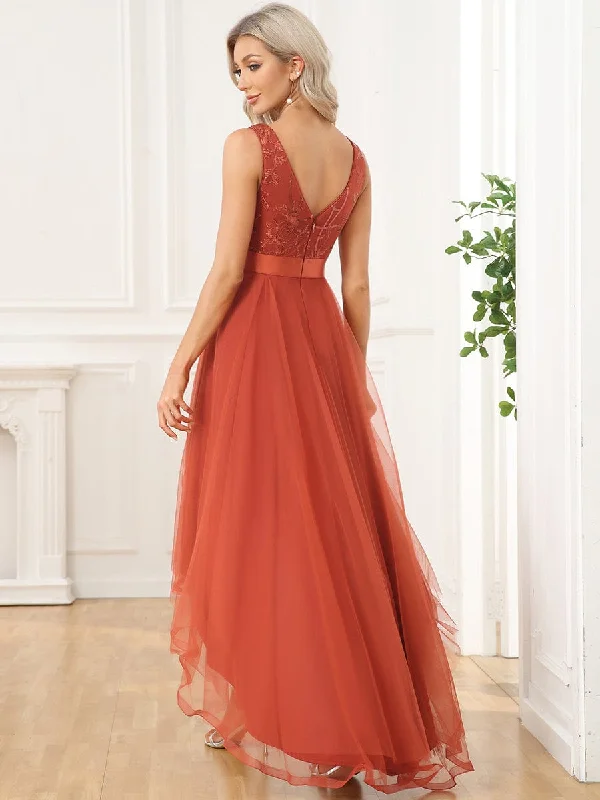 A-Line High-Low Tulle Prom Dress