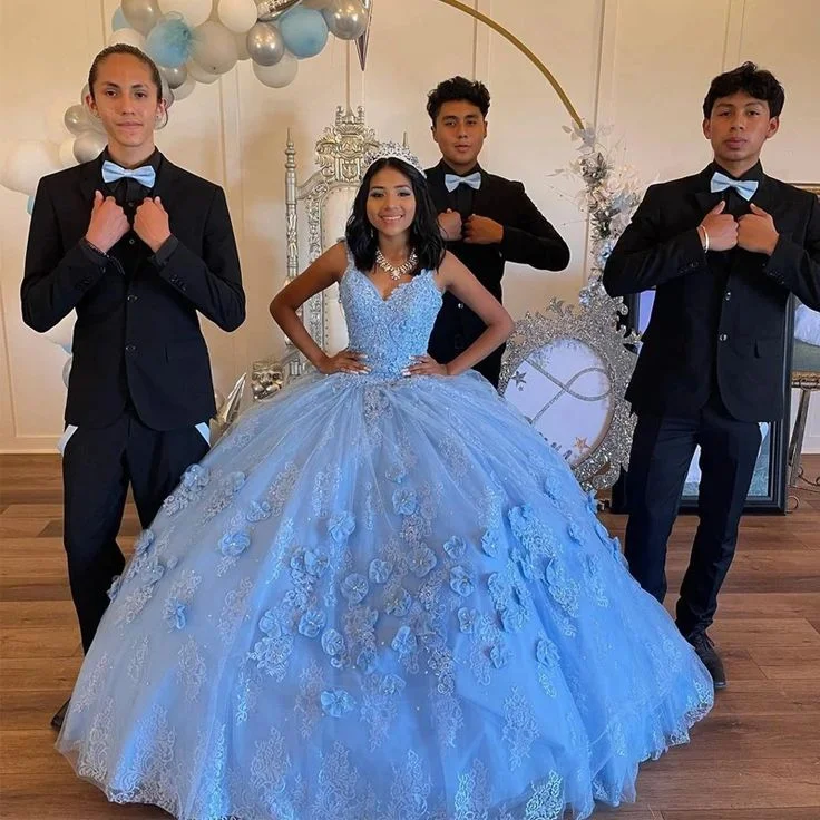 Light Sky Blue Quinceanera Off Shoulder Tulle 3D Floral Formal Birthday Luxury Dress 15th Ball Gown Y6958 Light Sky Blue Quinceanera Off Shoulder Tulle 3D Floral Formal Birthday Luxury Dress 15th Ball Gown Y6958