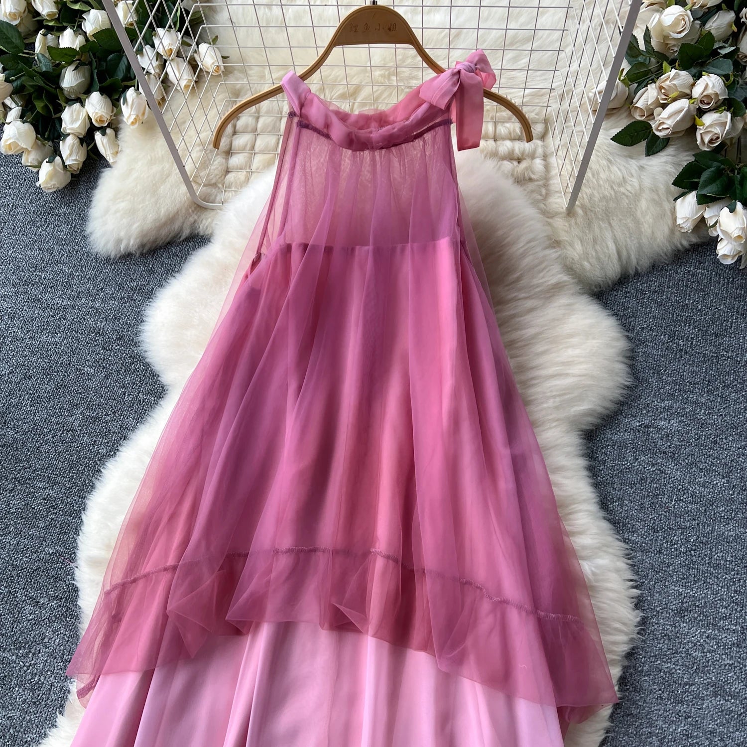 Getadme-Chic Halter mesh Dress Elegant sleeveless Fashion dresses Beach Casual Vacation Summer Women loose dresses Getadme-Chic Halter mesh Dress Elegant sleeveless Fashion dresses Beach Casual Vacation Summer Women loose dresses