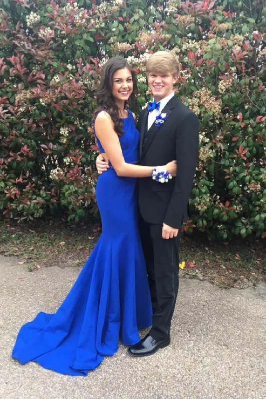 Simple Mermaid Open Back Royal Blue Prom Dresses For Teens, Long Prom Dress STI15394 Simple Mermaid Open Back Royal Blue Prom Dresses For Teens, Long Prom Dress STI15394