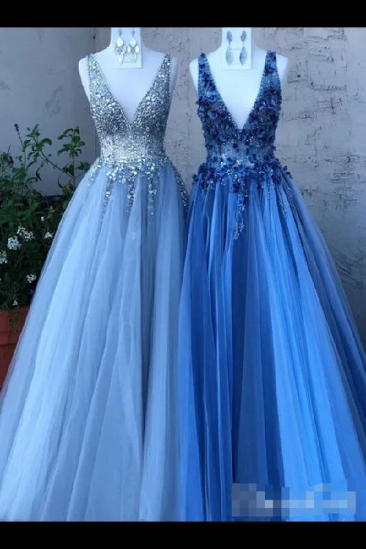 Sequis 3D Flower Prom Dresses A Line Deep V Neck Formal Dresses (Leave Style A Or B In The PQRDCJP3 Sequis 3D Flower Prom Dresses A Line Deep V Neck Formal Dresses (Leave Style A Or B In The PQRDCJP3