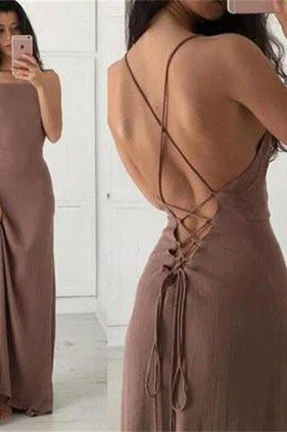 New Arrival Spaghetti Straps Charming Simple Long Criss Cross A-Line Scoop Prom Dresses New Arrival Spaghetti Straps Charming Simple Long Criss Cross A-Line Scoop Prom Dresses