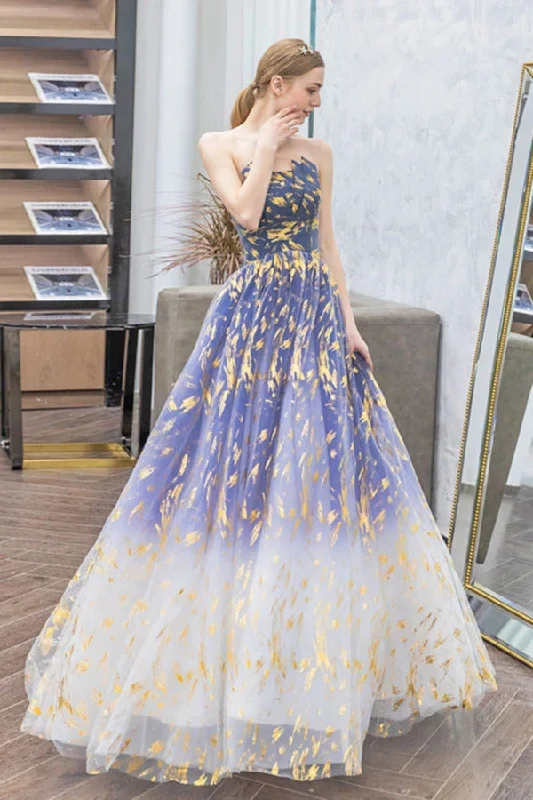 Puffy Strapless Sparkly Prom Dress Sexy Long PQKM4LBX