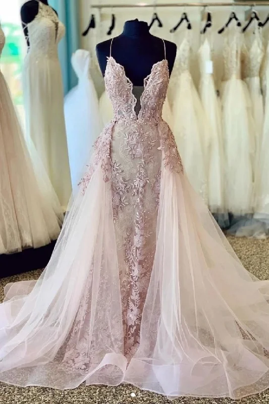 Spaghetti Straps Deep V Neck Tulle Prom Dress With Lace Appliques Bridal STIP2GZX4N7 Spaghetti Straps Deep V Neck Tulle Prom Dress With Lace Appliques Bridal STIP2GZX4N7