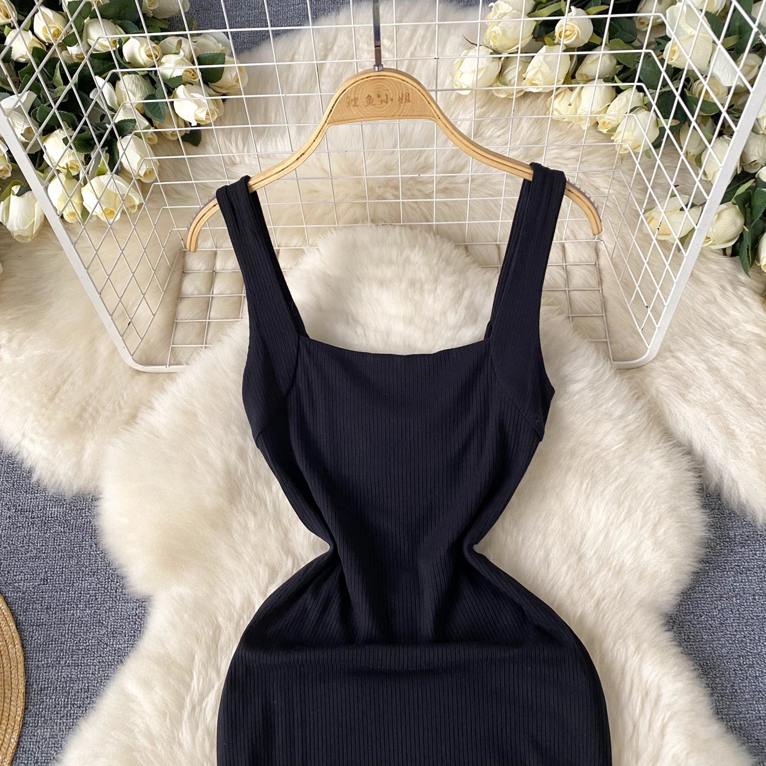 Getadme Elegant niche backless hotsweet Square Collar Dress Chic Elegant Vestidos summer party Women Fashion Retro sling dresses Getadme Elegant niche backless hotsweet Square Collar Dress Chic Elegant Vestidos summer party Women Fashion Retro sling dresses