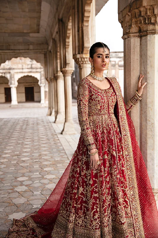 Red Lehenga and Open Pishwas Pakistani Bridal Dress