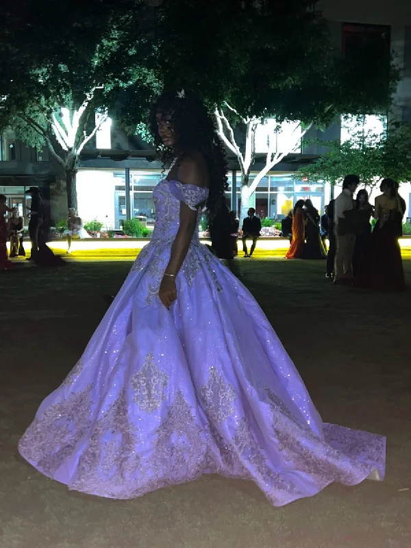 Stunning Purple Off The Shoulder Ball Gown Sweet 16 Dress,Birthday Princess Dress Y4799 Stunning Purple Off The Shoulder Ball Gown Sweet 16 Dress,Birthday Princess Dress Y4799