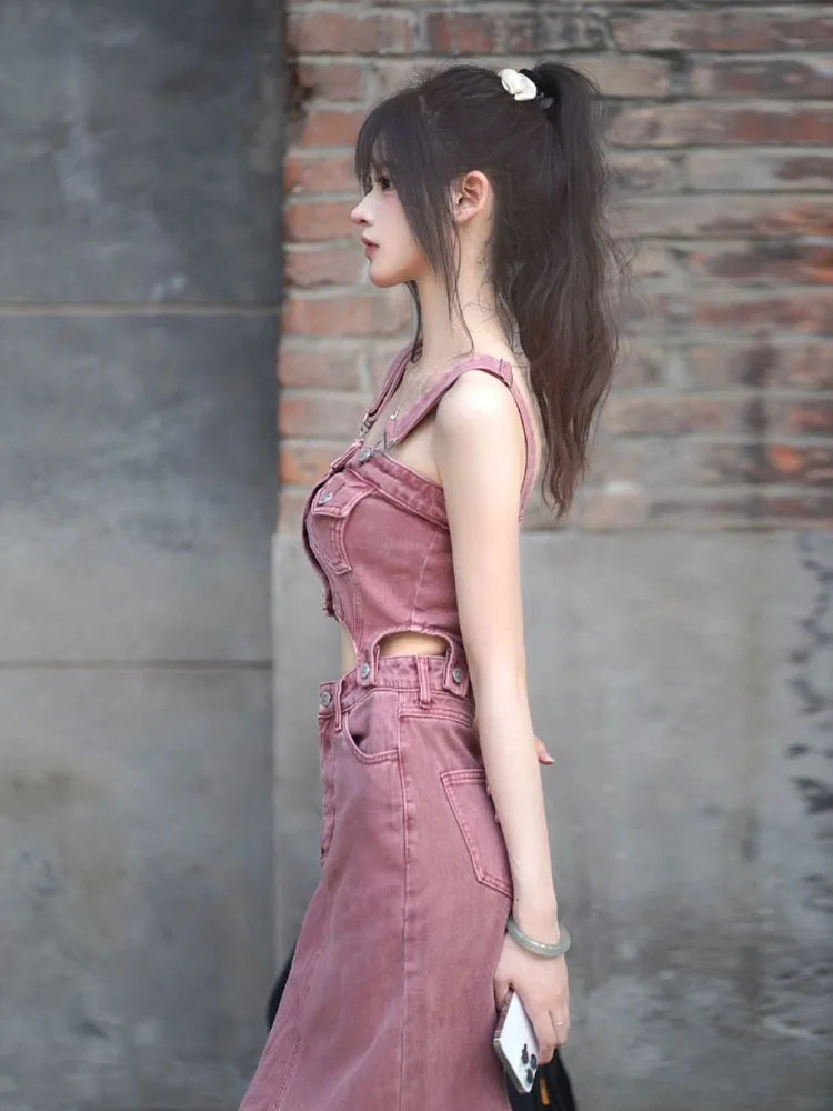 Women's Summer Suit Women's Denim Vest Split Skirt Twopiece Set Elegant Dresses For Women Long Dress Fashion Summer Dresses 2024 Women's Summer Suit Women's Denim Vest Split Skirt Twopiece Set Elegant Dresses For Women Long Dress Fashion Summer Dresses 2024