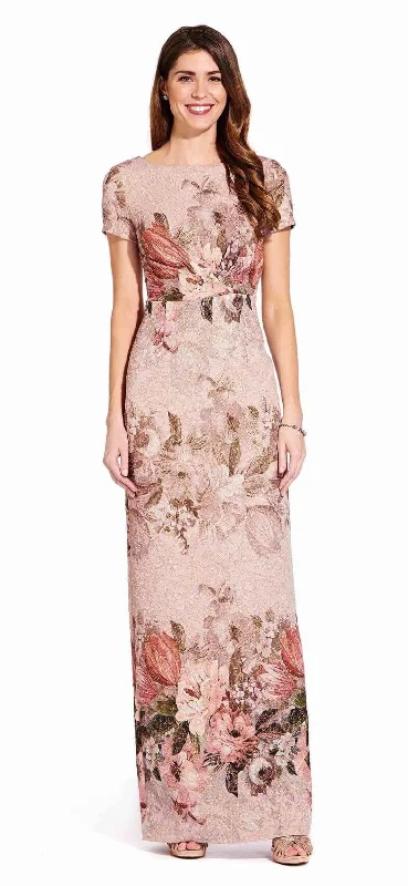 Adrianna Papell AP1E204795 Short Sleeve Floral Evening Dress Formal Tunics Custom made