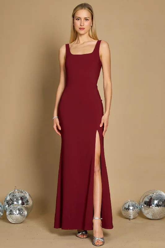 Dylan & Davids Long Formal Square Neckline Evening Dress Burgundy Tunics Velvet soft Dylan & Davids Long Formal Square Neckline Evening Dress Burgundy Tunics Velvet soft