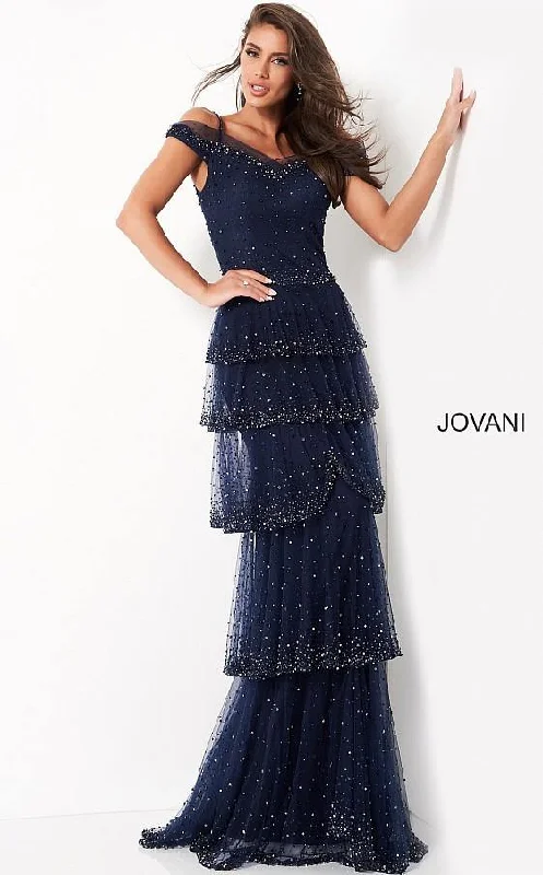 Jovani 04859 Off the Shoulder Beaded Evening Dress Tunics Versatile functional