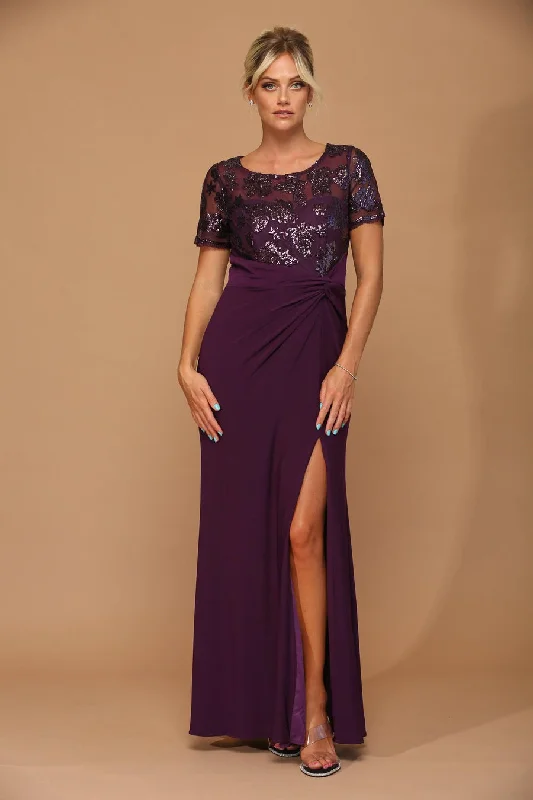Plum L Long Formal Mother of the Bride Evening Dress Sale Turtleneck Warm Winter