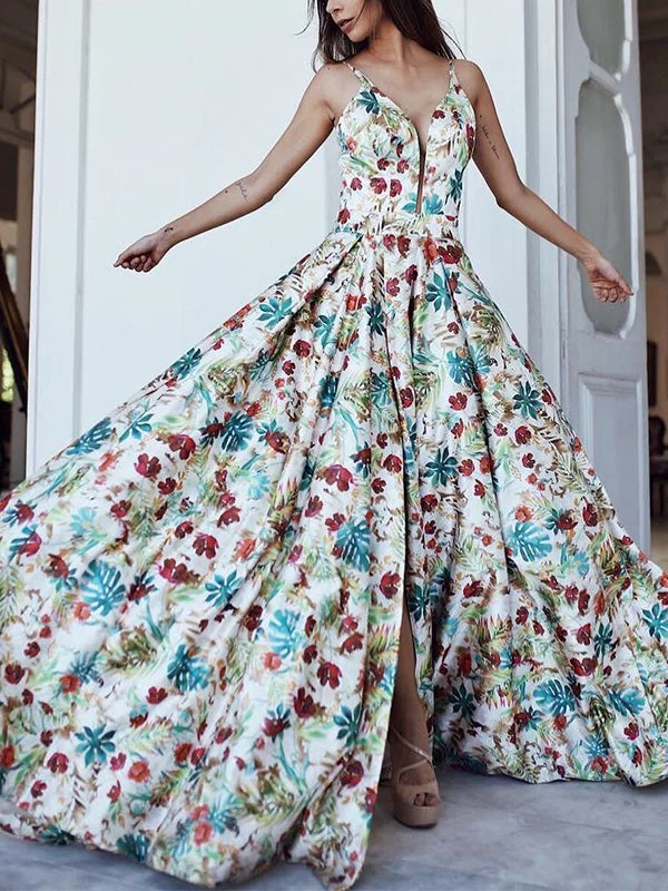 Sexy Deep Floral Printed Bohemian Maxi Evening Party Dresses Square Neckline Feminine Sexy Deep Floral Printed Bohemian Maxi Evening Party Dresses Square Neckline Feminine