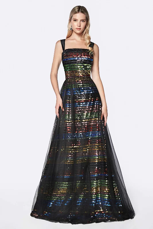 Cinderella Divine CS032 Long Striped Prom Dress Evening Dress Halter Neckline Beach