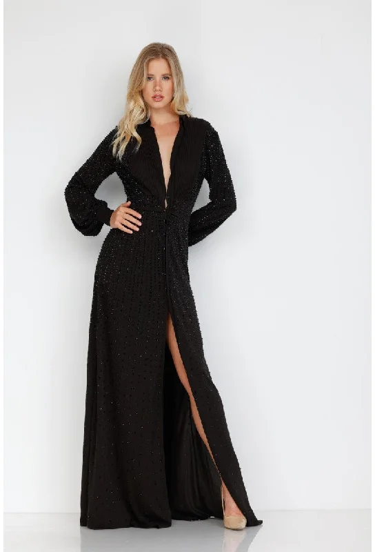 Terani Couture 1812E6274 Long Sleeve Formal Beaded Evening Dress Tunics Trousers formal Terani Couture 1812E6274 Long Sleeve Formal Beaded Evening Dress Tunics Trousers formal