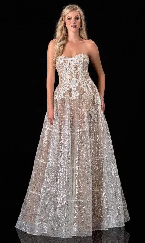 Terani Couture - 2111P4105 Embroidered Floral A-Line Evening Dress Mermaid Tail Wedding Terani Couture - 2111P4105 Embroidered Floral A-Line Evening Dress Mermaid Tail Wedding