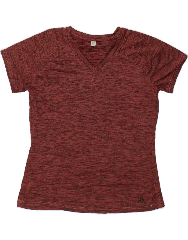 ADIDAS Womens T-Shirt Top UK 14 Medium Maroon Flecked Layered Multi-layer Single Layer ADIDAS Womens T-Shirt Top UK 14 Medium Maroon Flecked Layered Multi-layer Single Layer