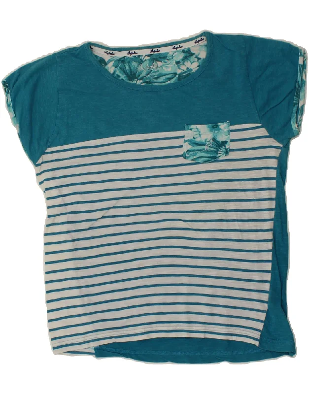 AUSTRALIAN L'ALPINA Womens T-Shirt Top UK 16 Large Blue Striped Cotton Fleece Nylon Spandex AUSTRALIAN L'ALPINA Womens T-Shirt Top UK 16 Large Blue Striped Cotton Fleece Nylon Spandex