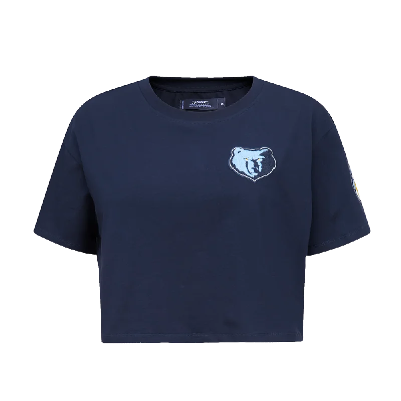 NBA MEMPHIS GRIZZLIES CLASSIC WOMEN'S BOXY TEE (MIDNIGHT NAVY) Boxy Fit Fitted Loose NBA MEMPHIS GRIZZLIES CLASSIC WOMEN'S BOXY TEE (MIDNIGHT NAVY) Boxy Fit Fitted Loose