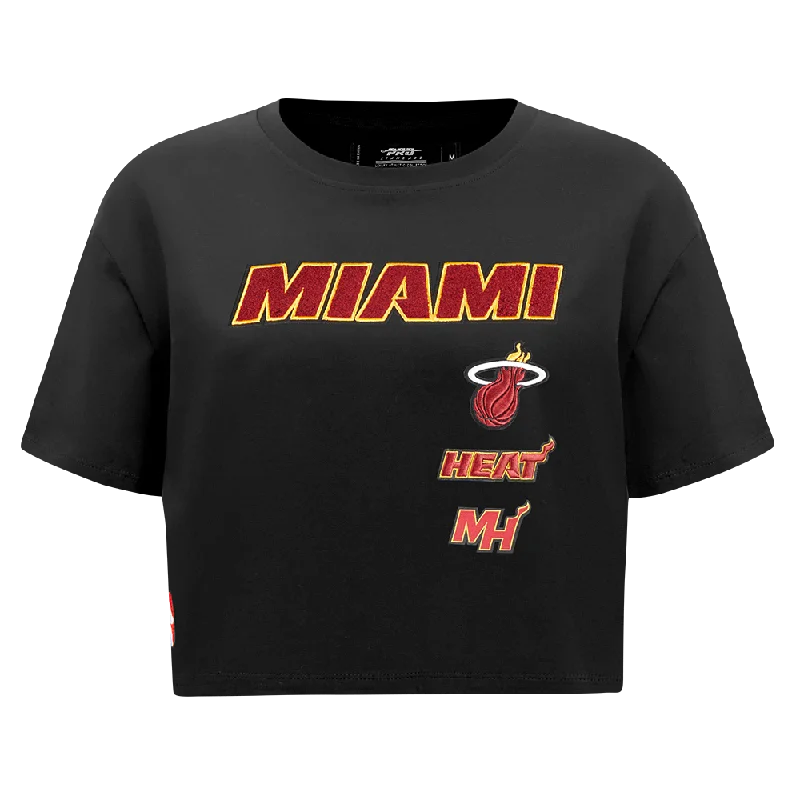 NBA MIAMI HEAT RETRO CLASSIC WOMEN'S BOXY TEE (BLACK) Terry Blend Velvet Blend Canvas Blend NBA MIAMI HEAT RETRO CLASSIC WOMEN'S BOXY TEE (BLACK) Terry Blend Velvet Blend Canvas Blend