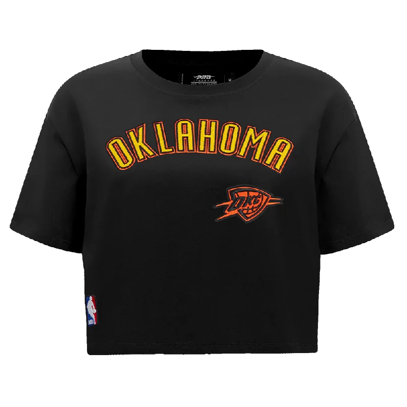 NBA OKLAHOMA CITY THUNDER CITY EDITION 24-25 WOMEN'S SJ BOXY TEE (BLACK) Chenille Brocade Lace NBA OKLAHOMA CITY THUNDER CITY EDITION 24-25 WOMEN'S SJ BOXY TEE (BLACK) Chenille Brocade Lace