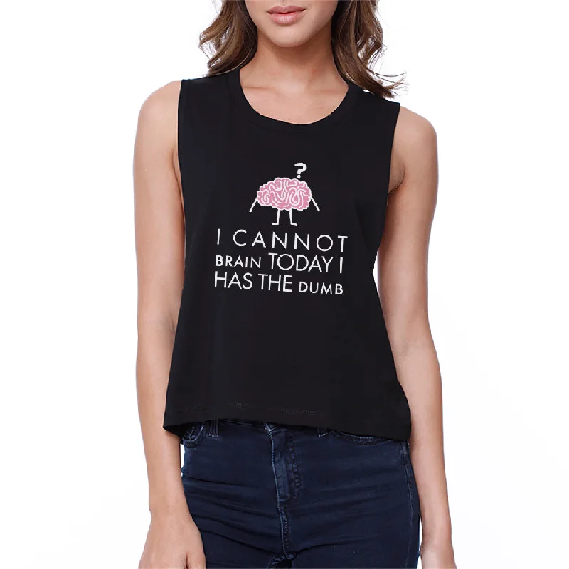 Cannot Brain Has The Dumb Womens Black Crop Top Mesh Blend Leather Blend Suede Blend Cannot Brain Has The Dumb Womens Black Crop Top Mesh Blend Leather Blend Suede Blend