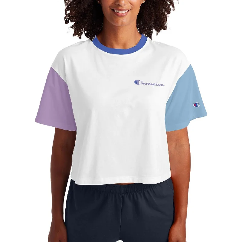Champion Womens Colorblock Workout Crop Top Elasticated Padded Insulated