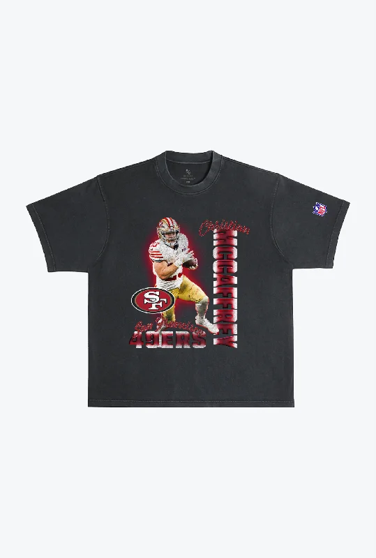 Christian McCaffrey Garment Dyed Heavyweight T-Shirt - Black Silk Blend Satin Velvet Christian McCaffrey Garment Dyed Heavyweight T-Shirt - Black Silk Blend Satin Velvet