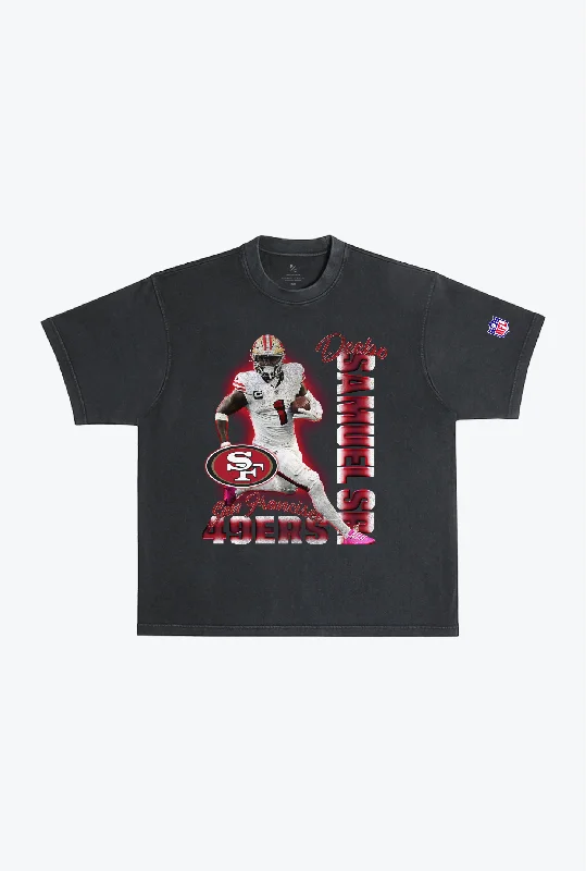 Deebo Samuel Sr. Garment Dyed Heavyweight T-Shirt - Black Fitted T-Shirt Seamless Stretchy Deebo Samuel Sr. Garment Dyed Heavyweight T-Shirt - Black Fitted T-Shirt Seamless Stretchy