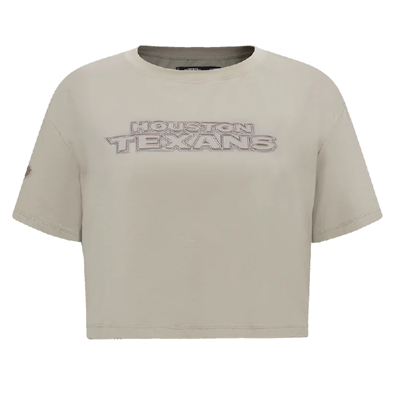 NFL HOUSTON TEXANS NEUTRAL WOMEN'S SJ BOXY TEE (TAUPE) Machine Wash Dry Clean Hand Wash NFL HOUSTON TEXANS NEUTRAL WOMEN'S SJ BOXY TEE (TAUPE) Machine Wash Dry Clean Hand Wash