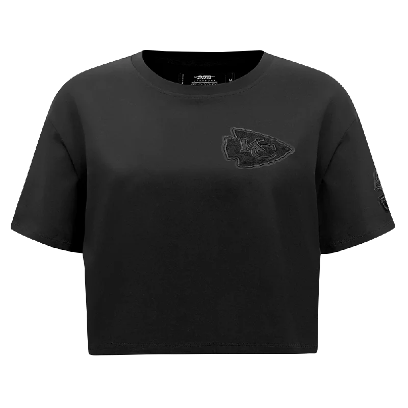 NFL KANSAS CITY CHIEFS TRIPLE BLACK WOMEN'S SJ BOXY TEE (TRIPLE BLACK) Layered Multi-layer Single Layer NFL KANSAS CITY CHIEFS TRIPLE BLACK WOMEN'S SJ BOXY TEE (TRIPLE BLACK) Layered Multi-layer Single Layer