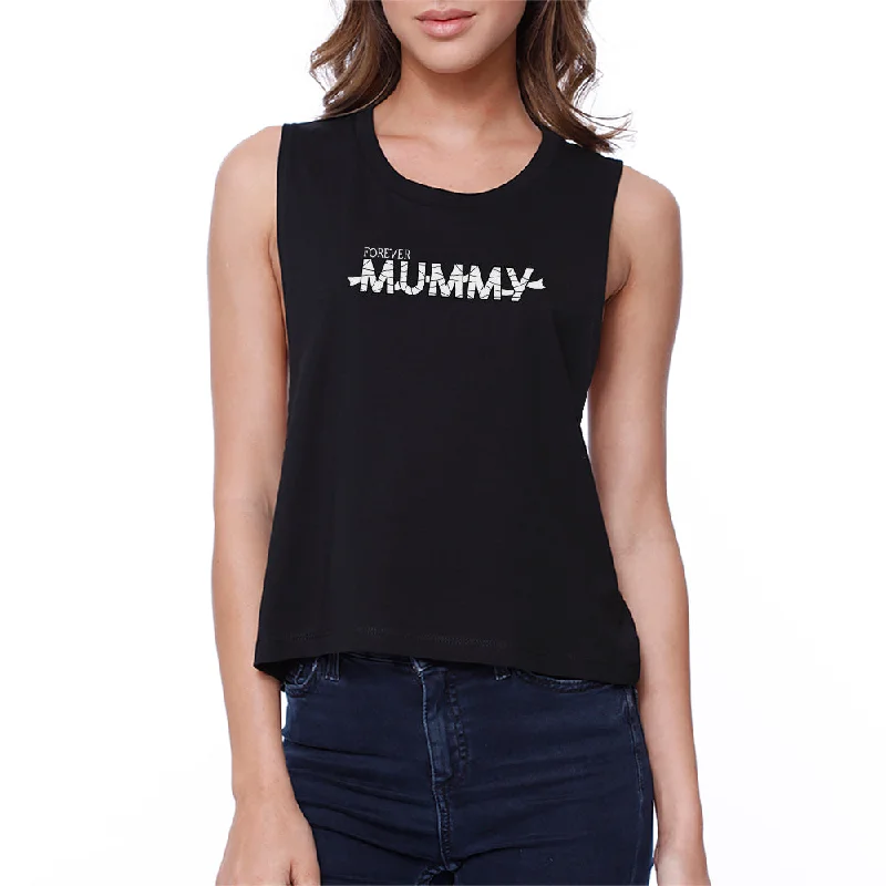 Forever Mummy Womens Black Crop Top Elegant Classic Vintage