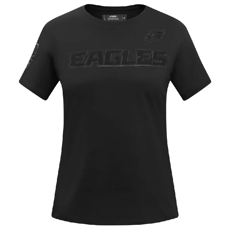 NFL PHILADELPHIA EAGLES TRIPLE BLACK WOMEN'S SLIM FIT TEE (TRIPLE BLACK WOMEN'S) V-Neck T-Shirt Long Sleeve Cotton NFL PHILADELPHIA EAGLES TRIPLE BLACK WOMEN'S SLIM FIT TEE (TRIPLE BLACK WOMEN'S) V-Neck T-Shirt Long Sleeve Cotton
