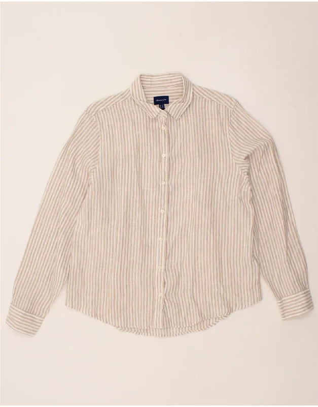 GANT Womens Shirt UK 14 Large Beige Pinstripe Linen Jersey Fabric Tulle Fabric Batik Fabric GANT Womens Shirt UK 14 Large Beige Pinstripe Linen Jersey Fabric Tulle Fabric Batik Fabric