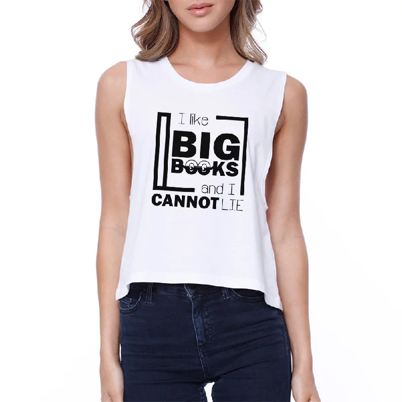 I Like Big Books Cannot Lie Womens White Crop Top Notch Collar Peter Pan Collar Cowl Neck I Like Big Books Cannot Lie Womens White Crop Top Notch Collar Peter Pan Collar Cowl Neck