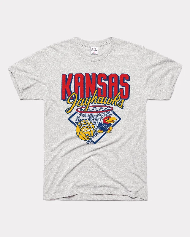 Kansas Jayhawks Nothin' But Net Ash T-Shirt Chenille Blend Fleece Blend Nylon Blend