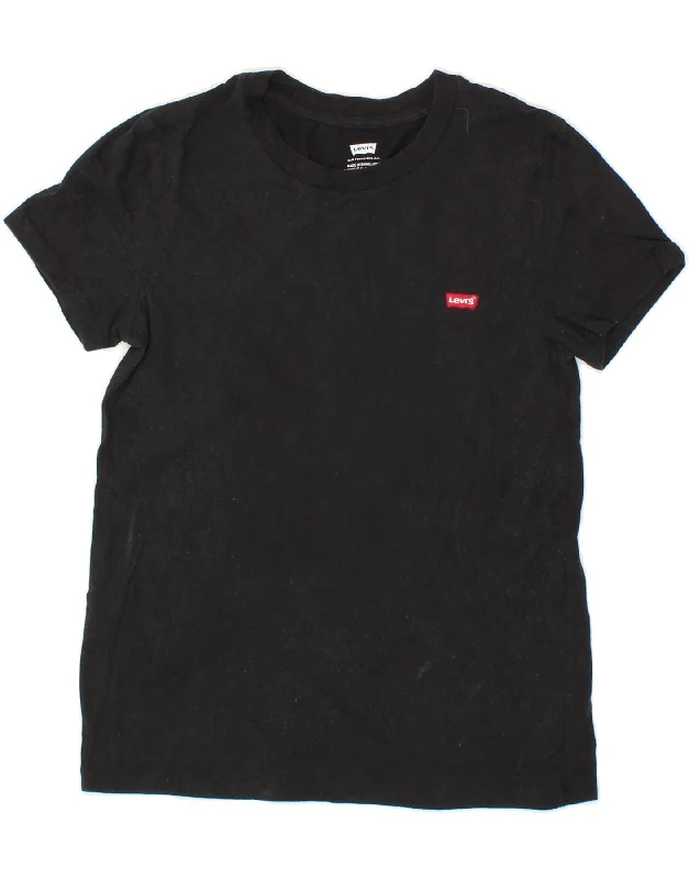 LEVI'S Womens T-Shirt Top UK 2 2XS Black Cotton Graphic T-Shirt Round Neck Polyester LEVI'S Womens T-Shirt Top UK 2 2XS Black Cotton Graphic T-Shirt Round Neck Polyester