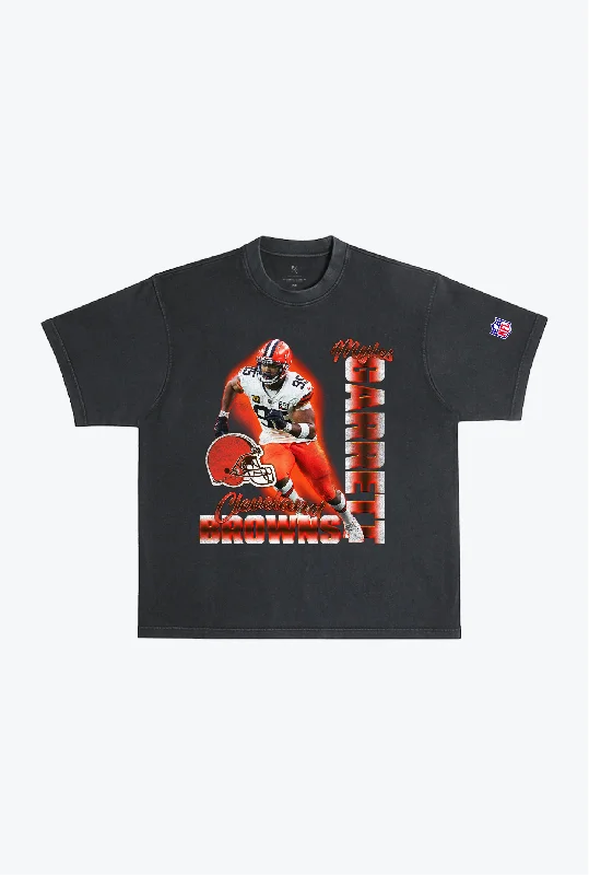 Myles Garrett Garment Dyed Heavyweight T-Shirt - Black Graphic Embroidered Appliqued Myles Garrett Garment Dyed Heavyweight T-Shirt - Black Graphic Embroidered Appliqued