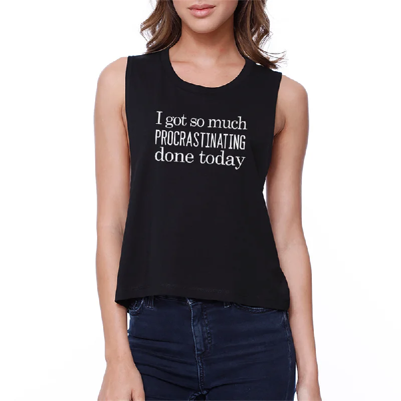 Procrastinating Done Today Womens Black Crop Top Chenille Blend Fleece Blend Nylon Blend Procrastinating Done Today Womens Black Crop Top Chenille Blend Fleece Blend Nylon Blend