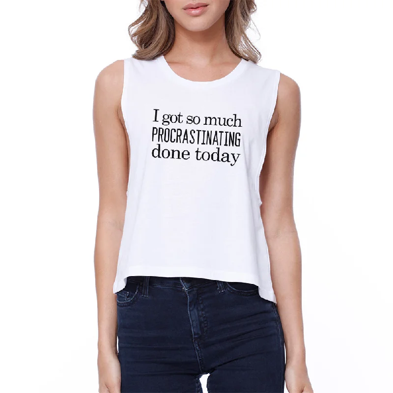 Procrastinating Done Today Womens White Crop Top Silk Blend Satin Velvet